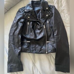 All Saints Black Sheep Leather Jacket US 6 (M)
